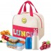  Insulated Lunch Bag for Kids & Adults 9.5L Reusable Lunch Tote with Embroidery Design, Double Zippers, Handle, Front Pocket for School, Work, Picnic & Camping